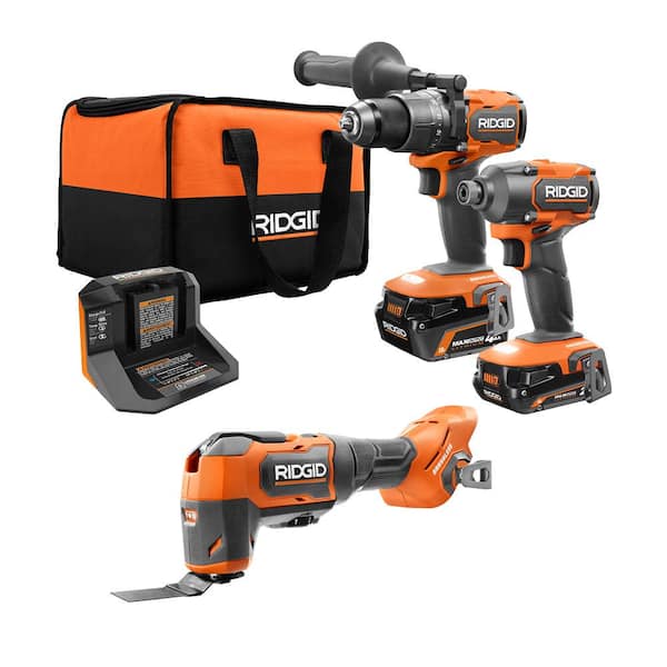 18V Brushless Cordless 3 - Tool Combo Kit W/ Hammer Drill, Impact Driver, Oscillating Multi - Tool, Batteries, Charger Bag