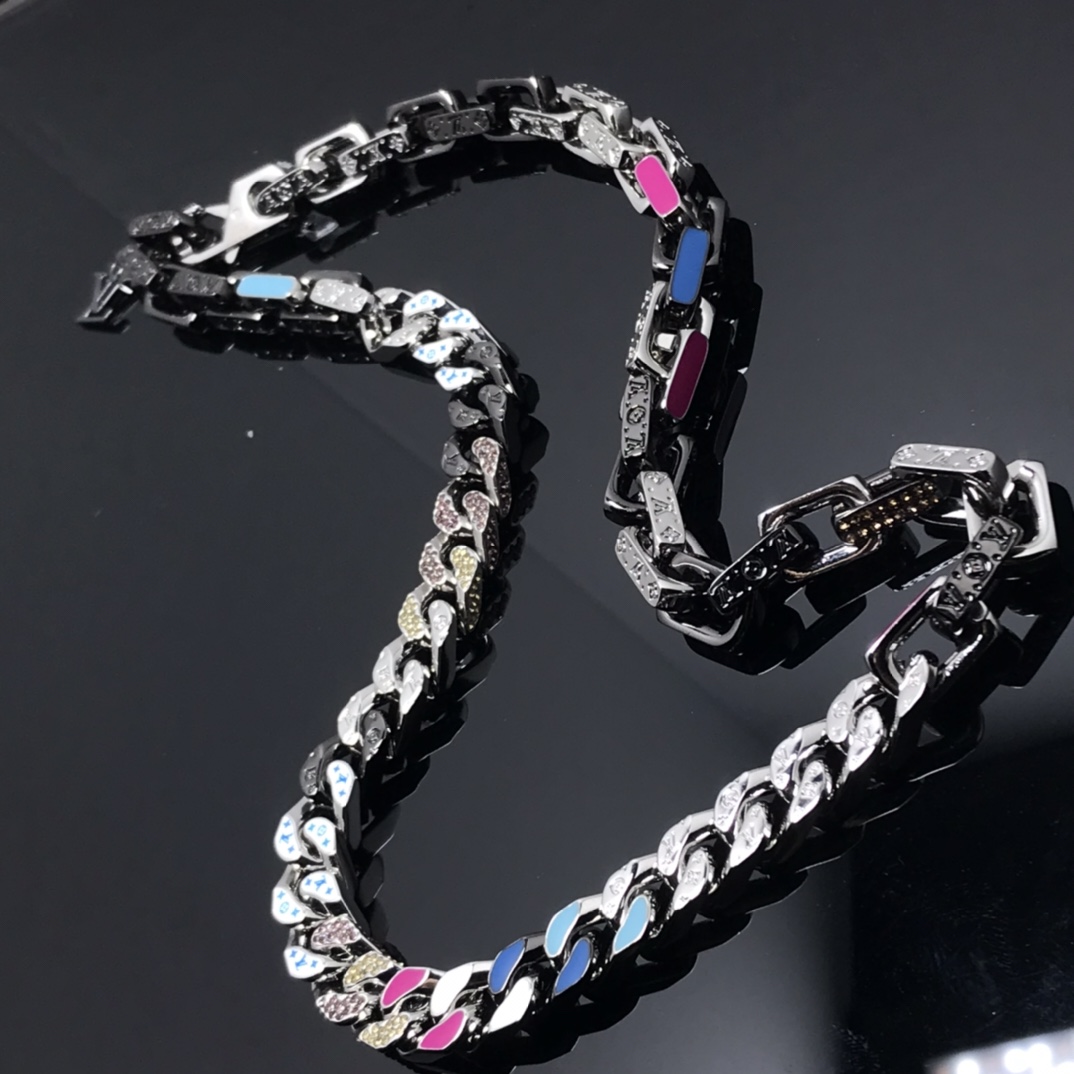 Louis Vuitton Cuban Chain Monogram Necklace Mens - Original Replica Club
