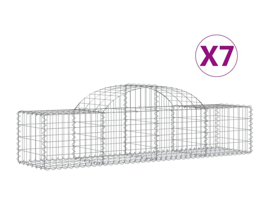 Cestas de gaviones arqueadas 7 piezas 200x50x40/60 cm hierro galvanizado