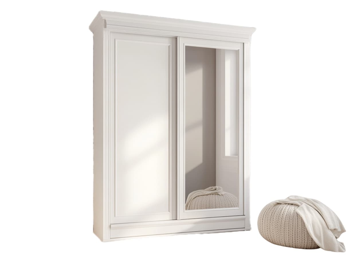 Armario Dormitorio Puertas Correderas Espejo Madera Blanco