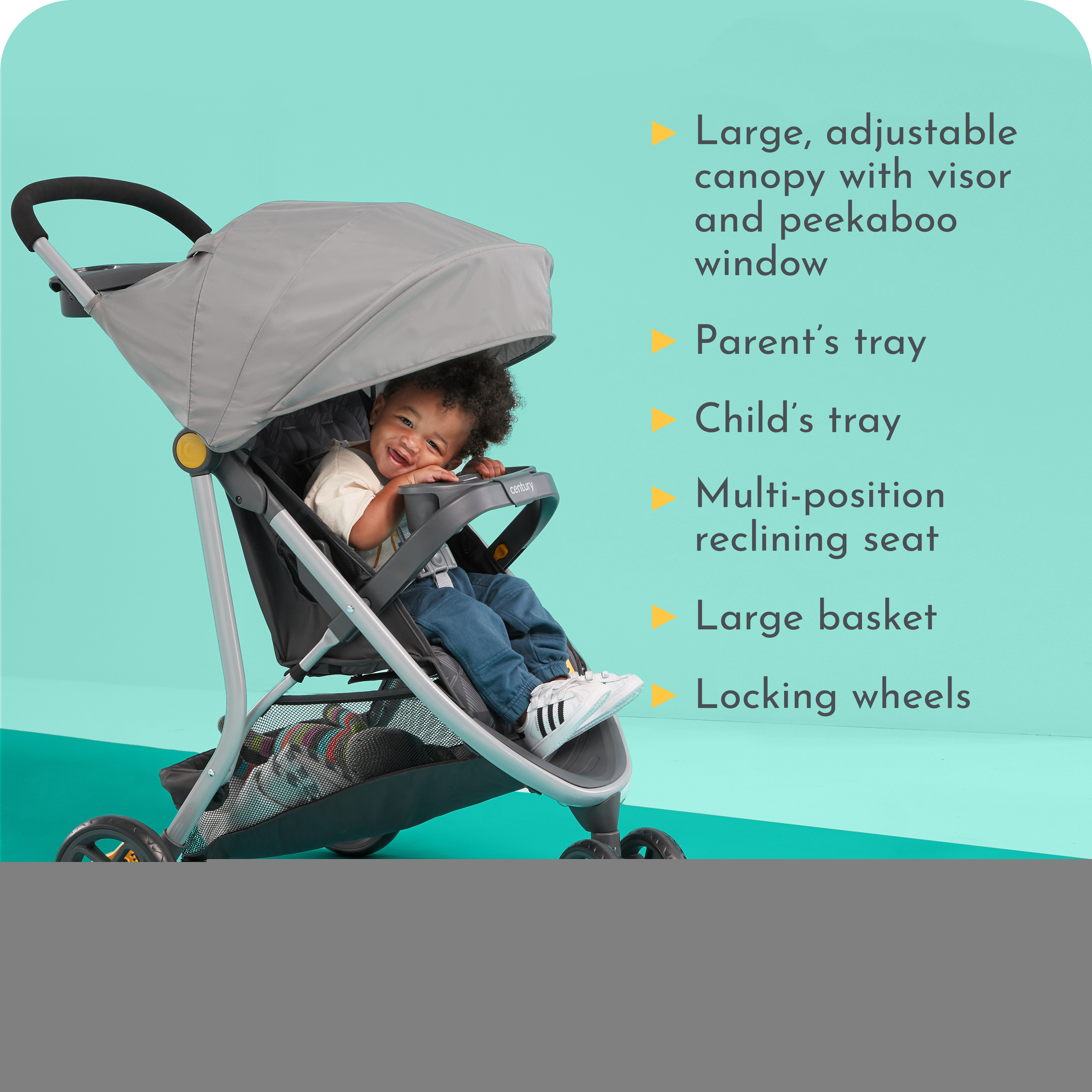 Century Stroll On 3-Wheel 2-in-1 Lightweight Travel System Stroller. Unisex. Berry - Image 6