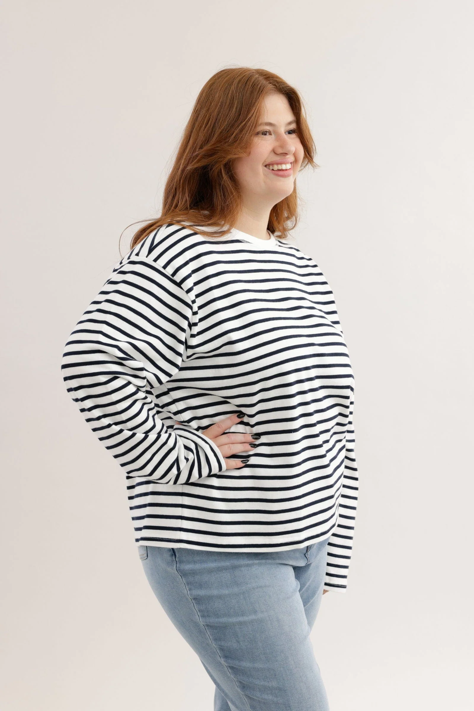 חולצת פסים ארוכה | PLUS SIZE