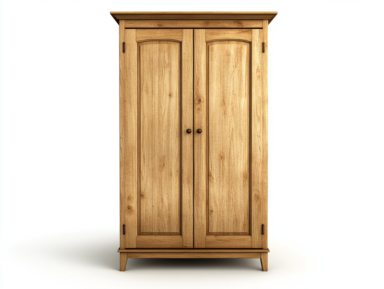 Armario ropero de madera maciza con 2 puertas para dormitorio clásico