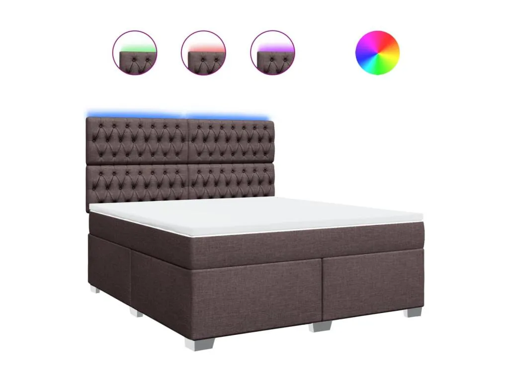 Cama box spring con colchón tela marrón oscuro 180x200 cm ttf3521519