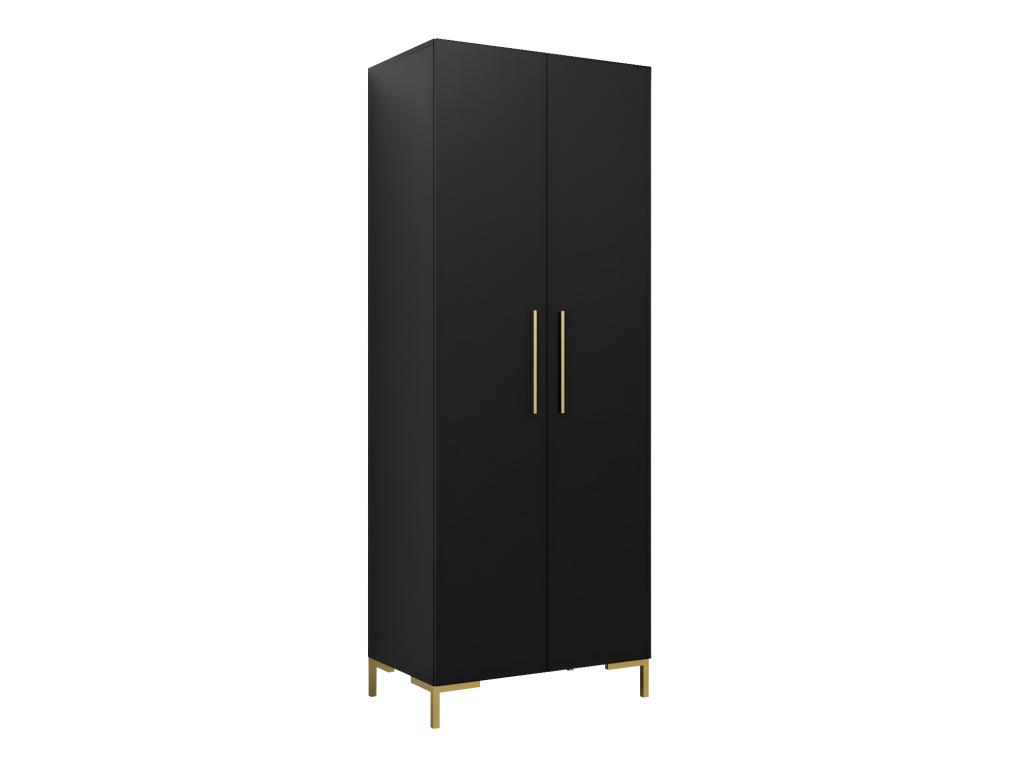 Armario Abodeia F109 - Negro - Dorado - 196x74x44cm - Puertas de armario Con bisagras