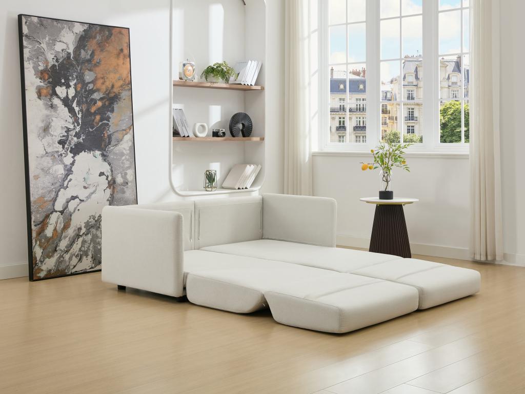 Sofá cama de 3 plazas de tela beige BORSILA