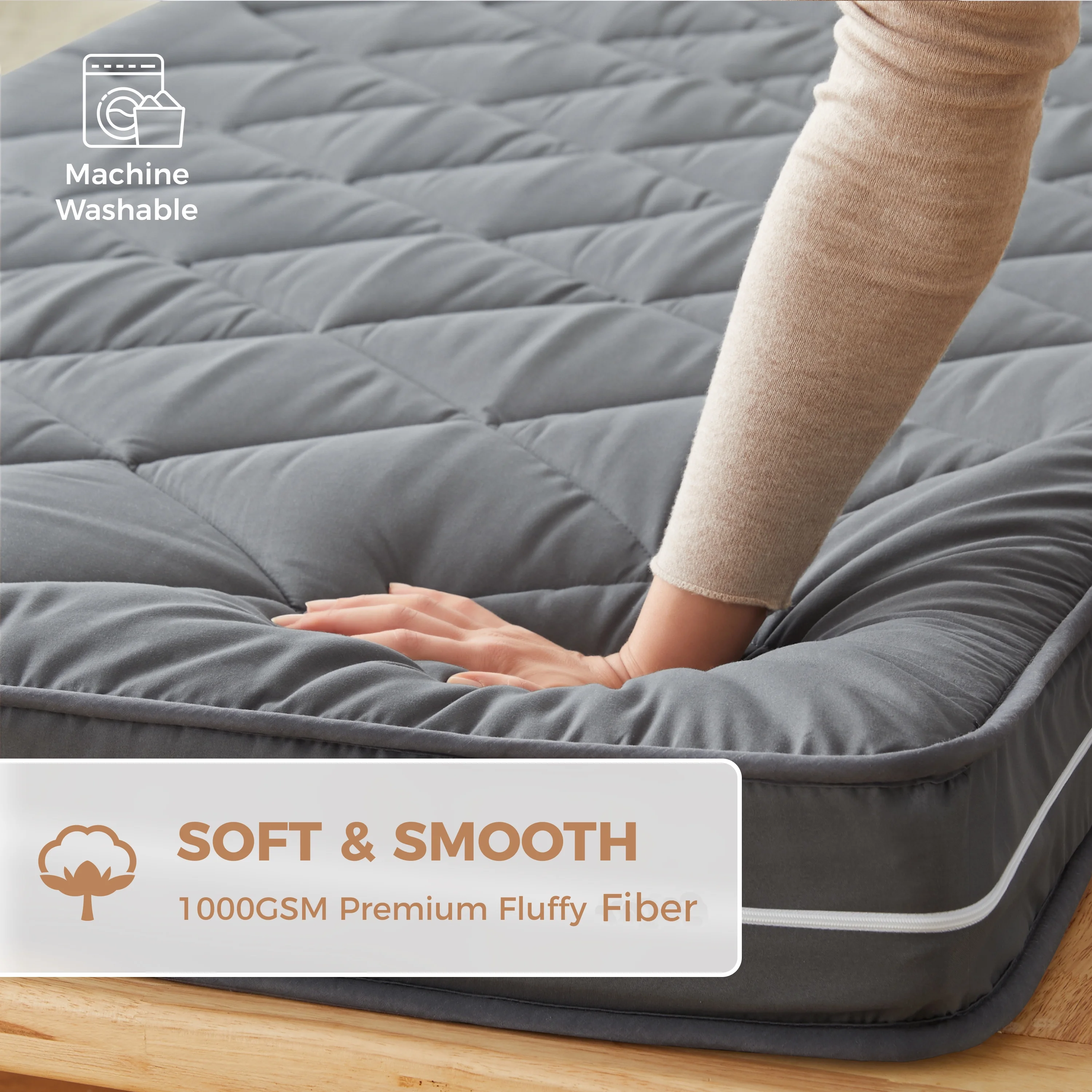 Jamdok 4Inch Floor Mattress,3-Layer Structure,Narrow Twin Size Gel Memory Foam,Removable Pillow Top Cover,Roll up Cot Mattress Topper,Portable Sleep Mat(75X30X4-) - Image 10