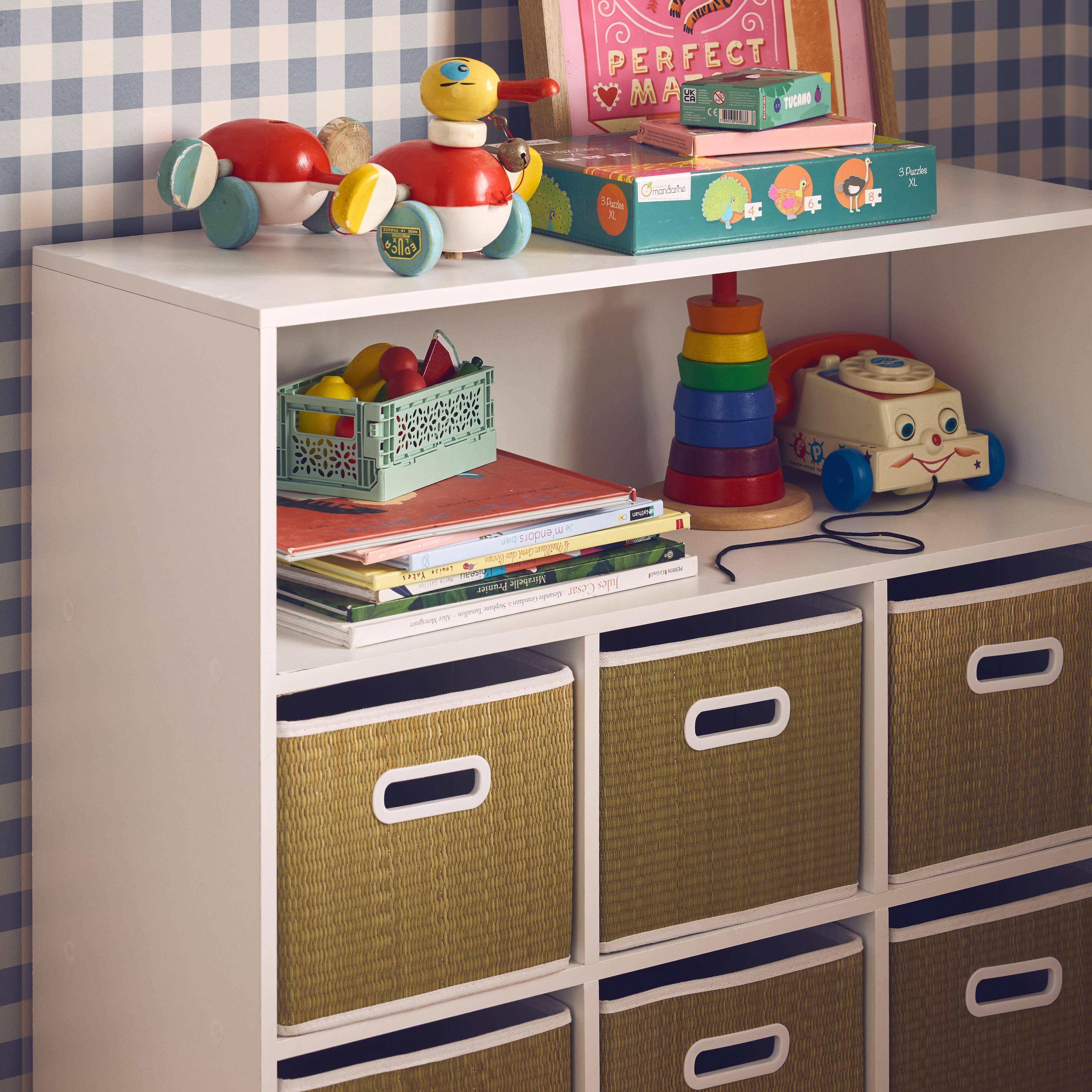 Camille - Mueble infantil con 6 cestas de fibra vegetal