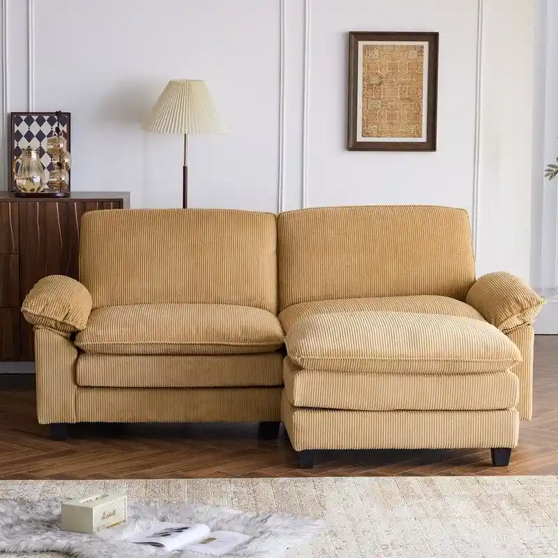 Chenille Two-Seater Sofa with Footstool - 2+1 Indoor Double Bag, Dimensions: 217*141*85