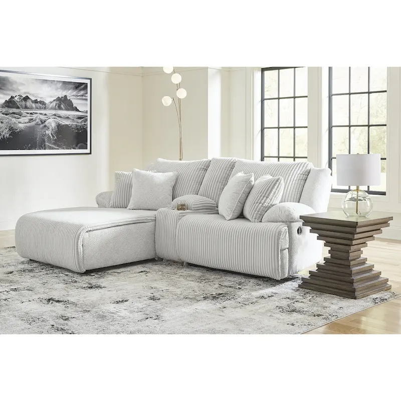 Signature Design by Ashley Top Tier 3-Piece Reclining Sectional Sofa with Chaise - Dimensions: 105W x 74D x 41H