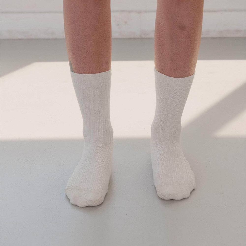 Baserange - Chaussettes Mi-Hautes Côtelées - Undyed