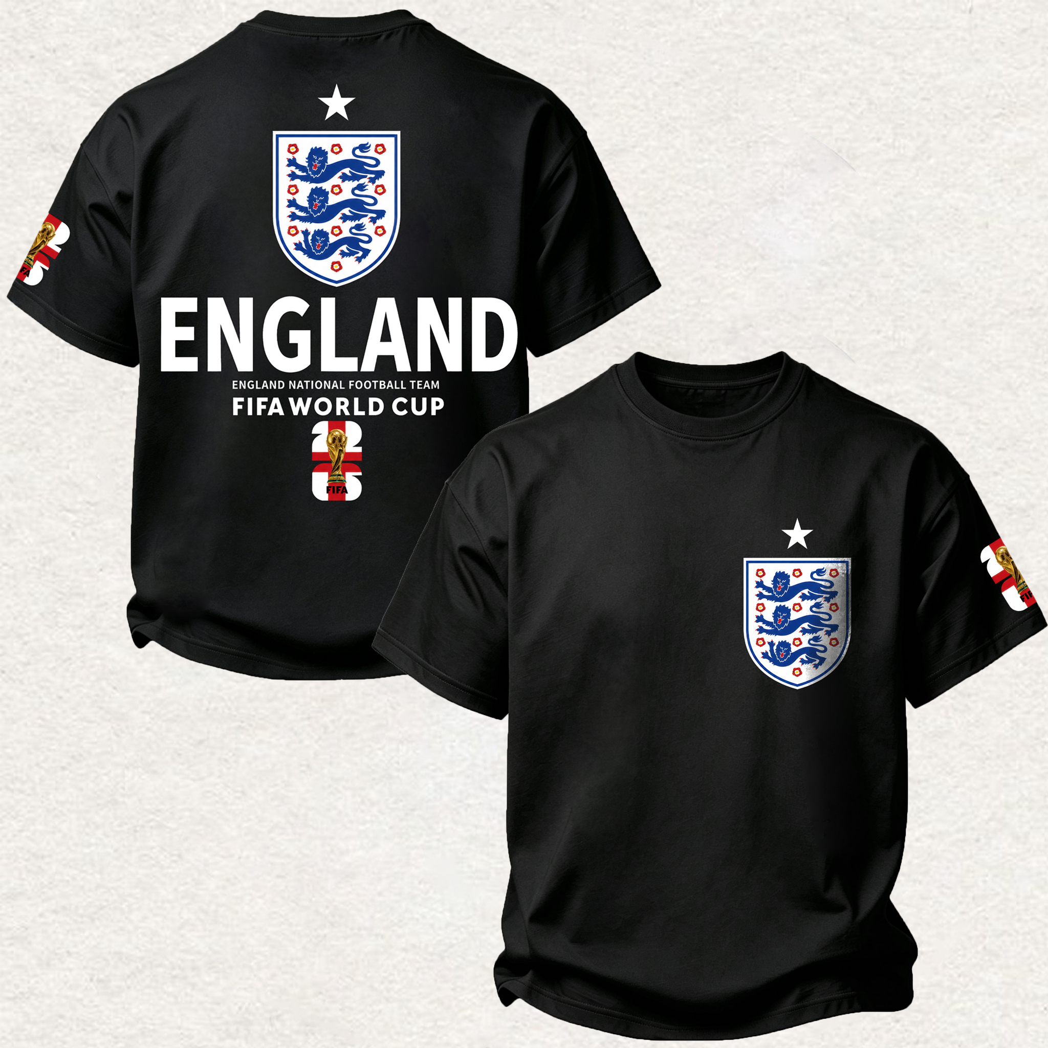 Vintage England Team Shield Graphic Printed Oversized Unisex T-shirt