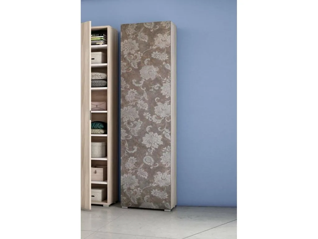 Armario multiusos Luxmbls Mueble lineal con 1 puerta y 7 estantes Columna para entrada o baño Zapatero moderno Made in Italy 50x30h182 52051XXMS