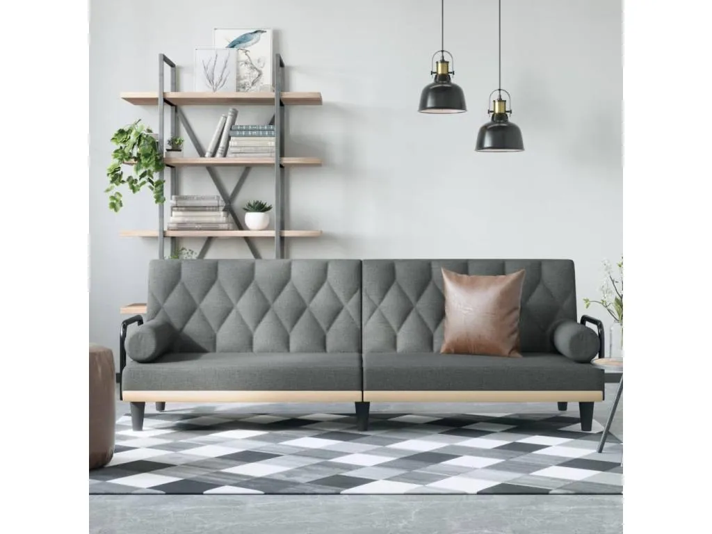 Sofá cama con reposabrazos tela gris oscuro 57492LSRR