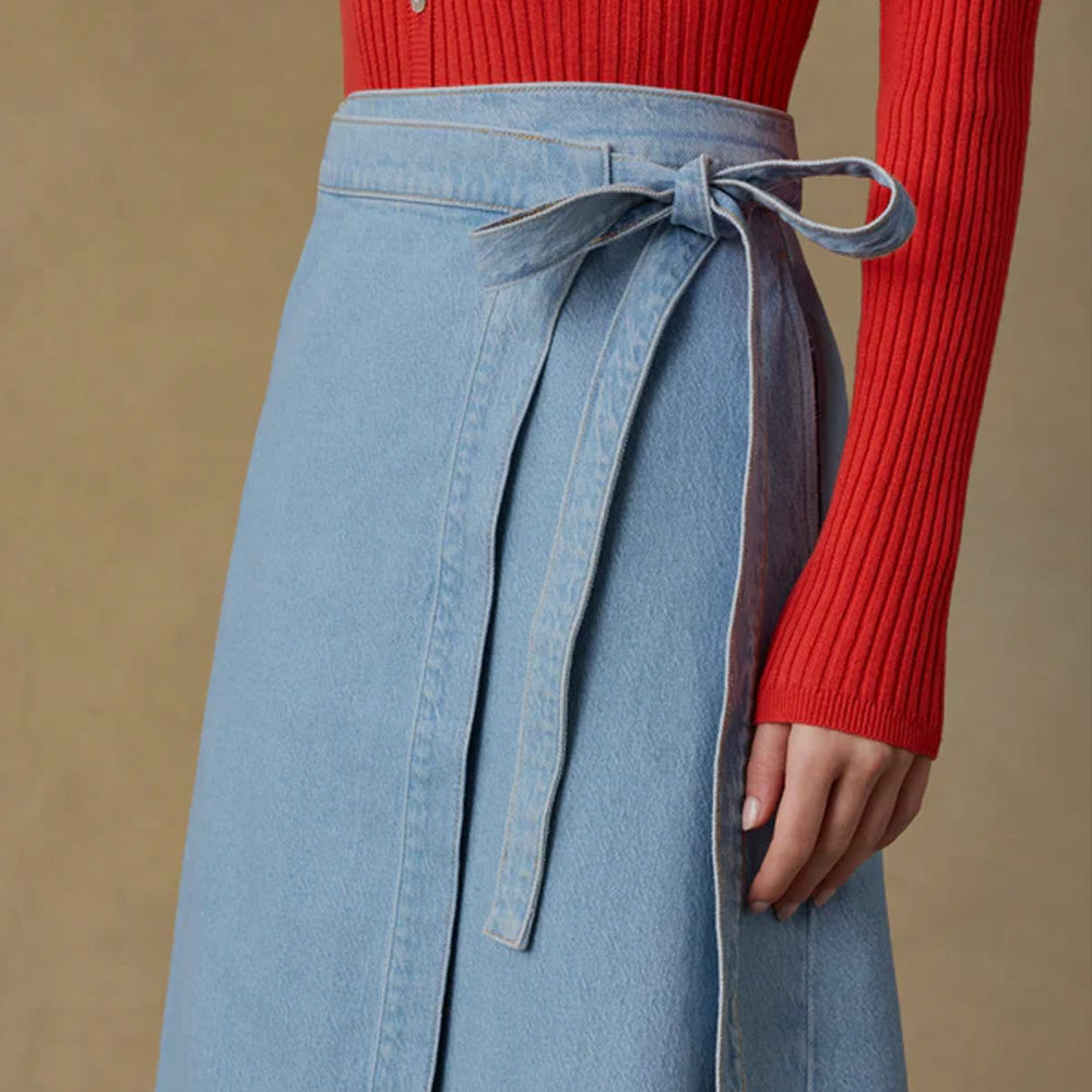 Faherty - Jupe portefeuille Solstice en denim - Baie