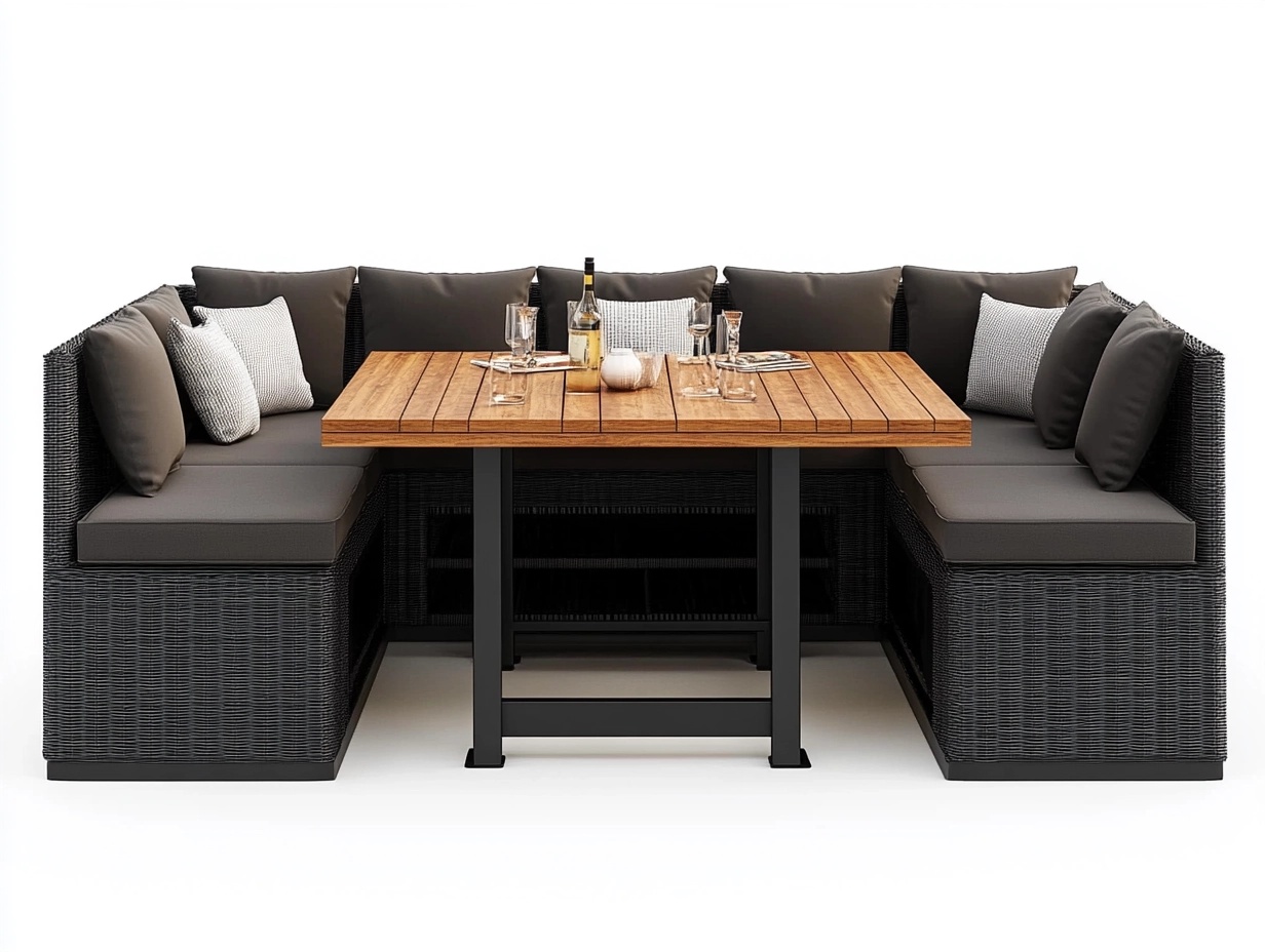 Conjunto de comedor de exterior con sofás y mesa