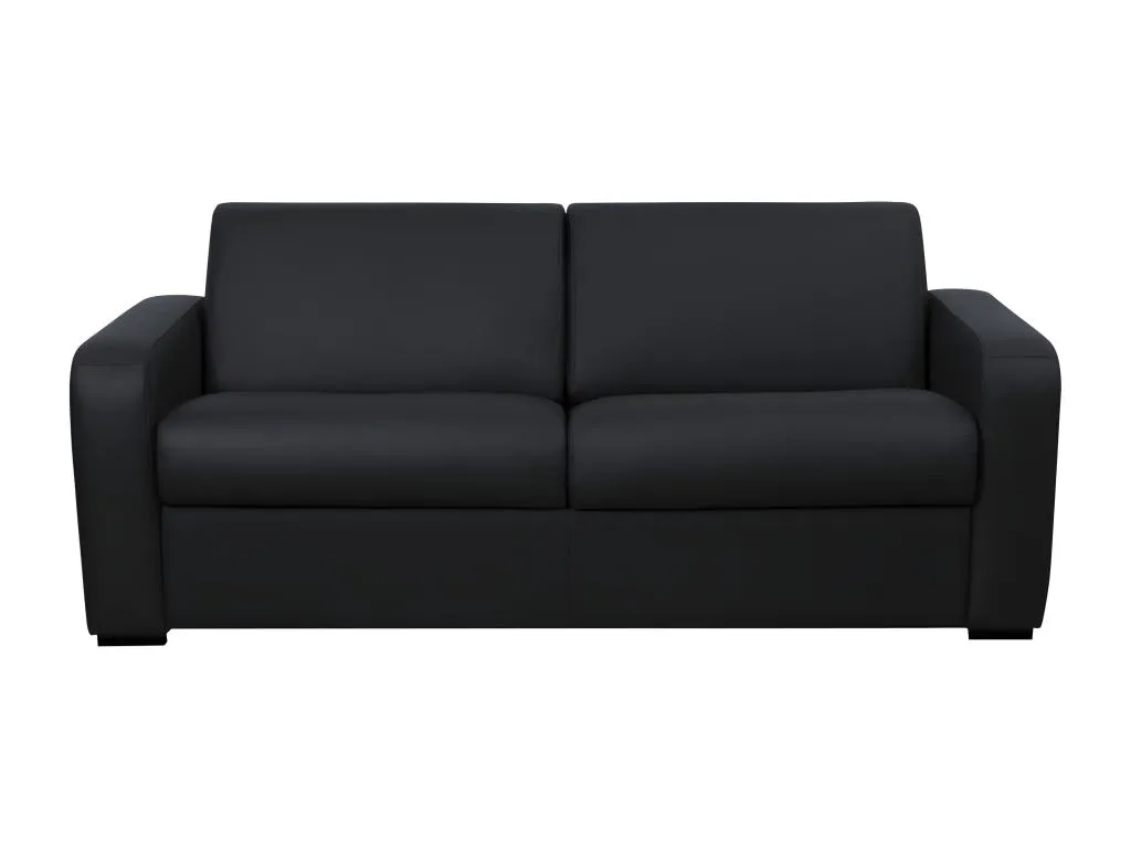 Sofá cama de 3 plazas tipo italiano de cuero negro Decoesp - Colchón de 18 cm 57396LTME