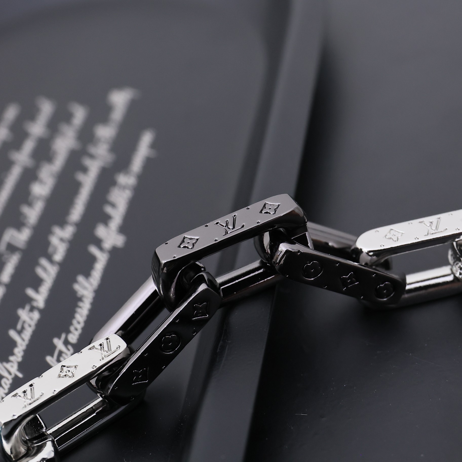 Louis Vuitton Silver Blue Black Colors Monogram Mens Bracelet - Original Replica Club