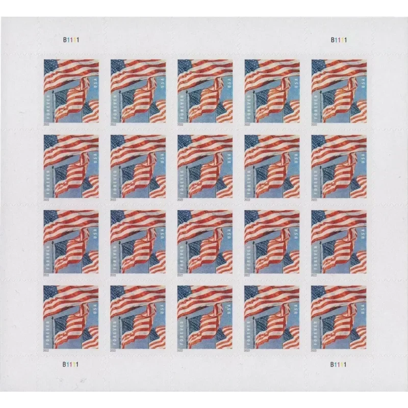 2022 U.S. Flag Forever Stamps - First-Class Postage Sheet(25 Sheet of (500 Pcs))
