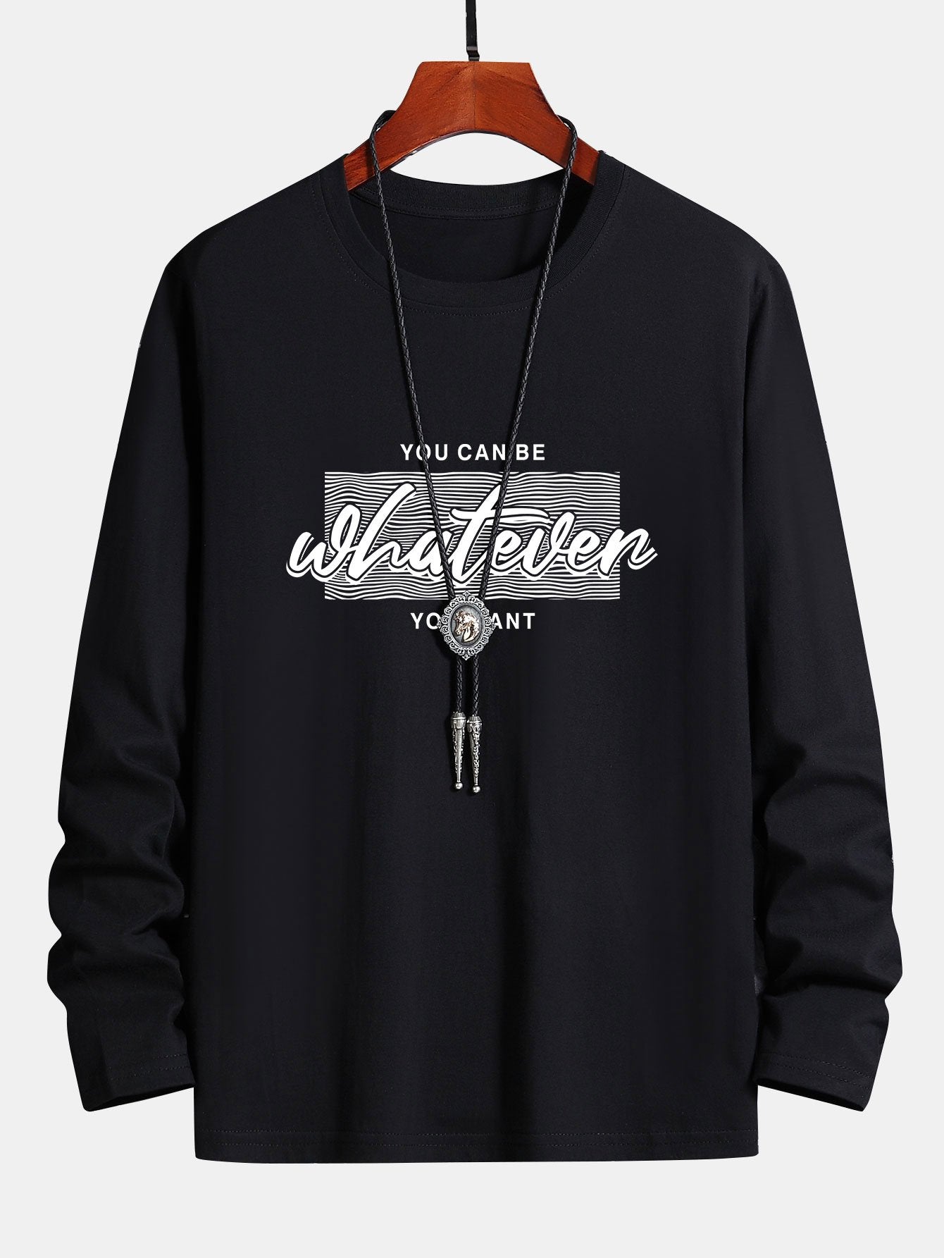 Long Sleeve Slogan Print Cotton T-Shirt