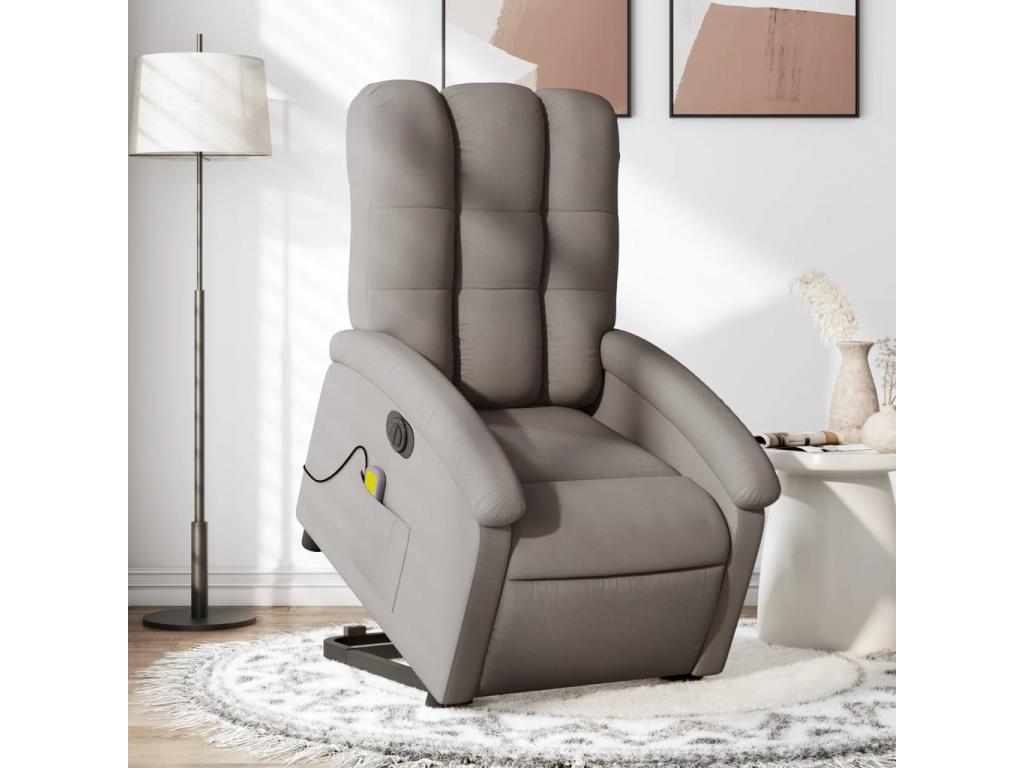 Sillón de masaje eléctrico reclinable elevable tela taupé