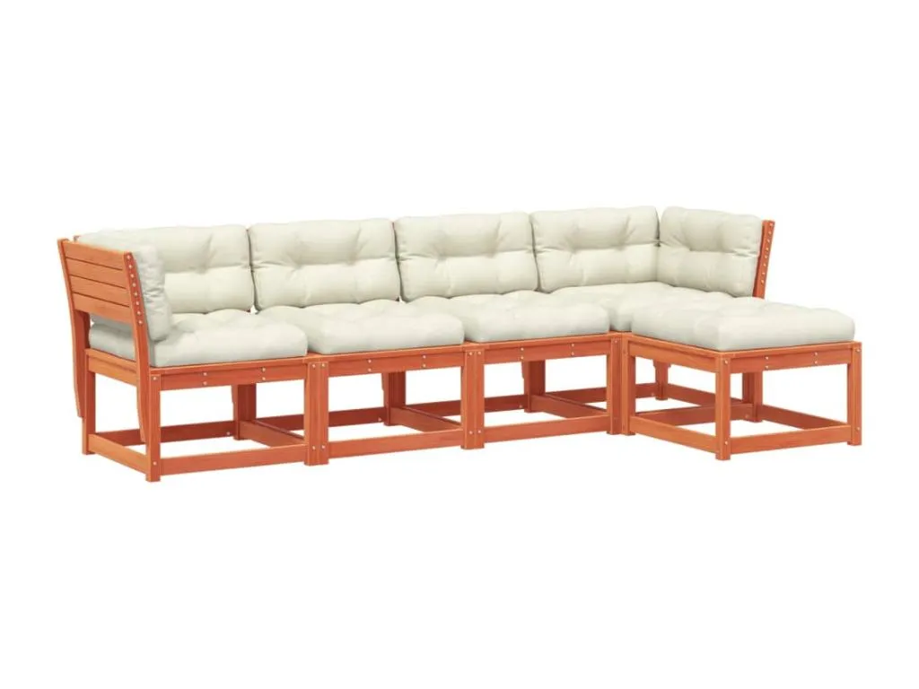 Set de sofás jardín 5 pzas con cojines Mobtrendy marrón cera 93664nhsa