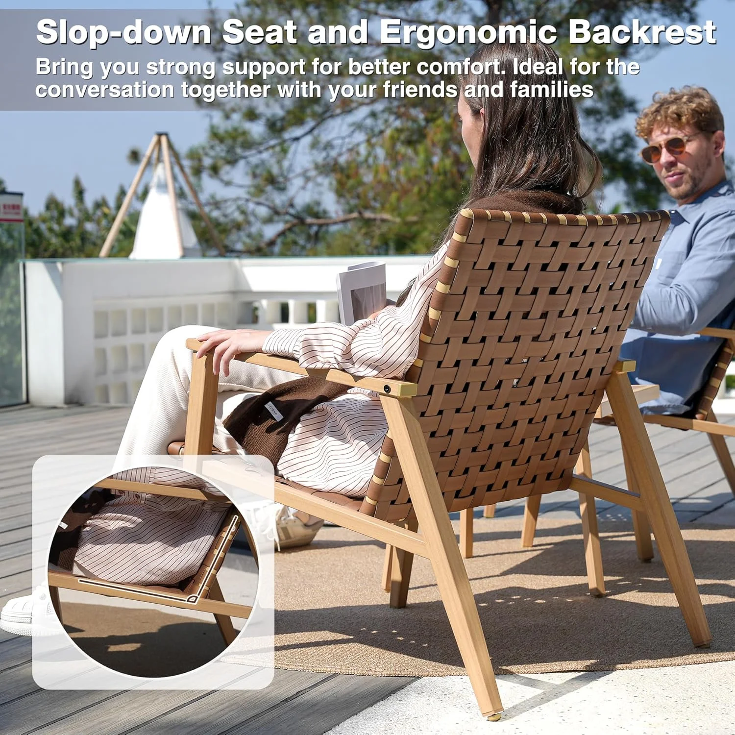 Outdoor Chairs Set of 2, Patio Bistro Set, Outdoor Furniture Set, Outdoor Conversation Chair Sets for Balcony Backyard Park Garden - Image 4