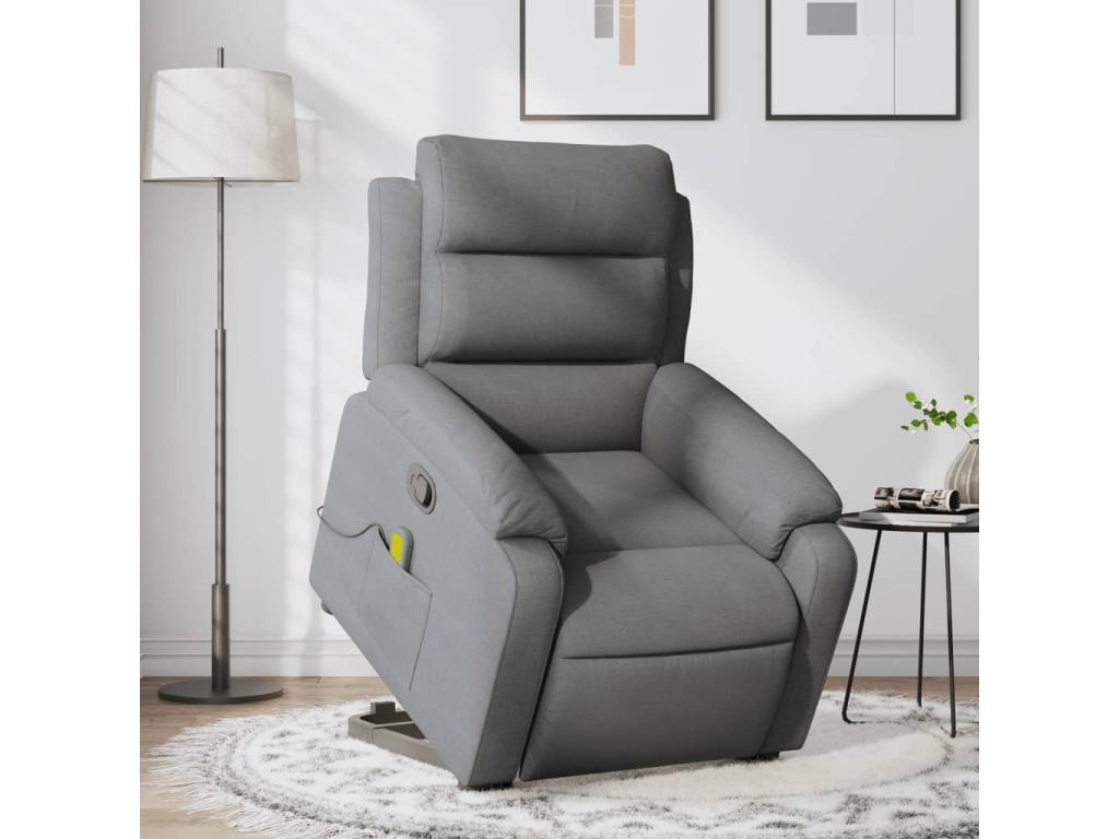 Silla de masaje reclinable de pie de tela gris oscuro