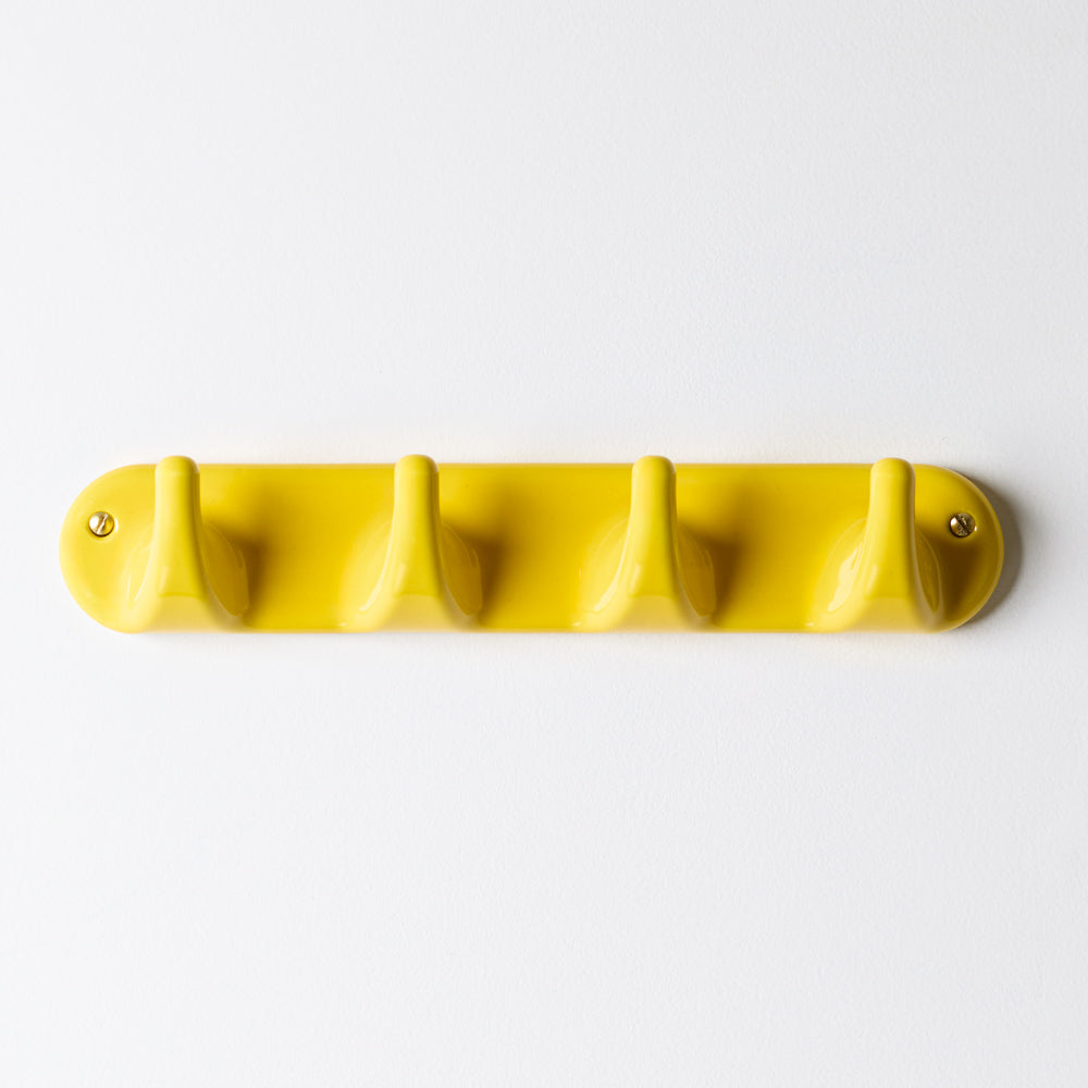 Patere 4 crochets en porcelaine - Jaune
