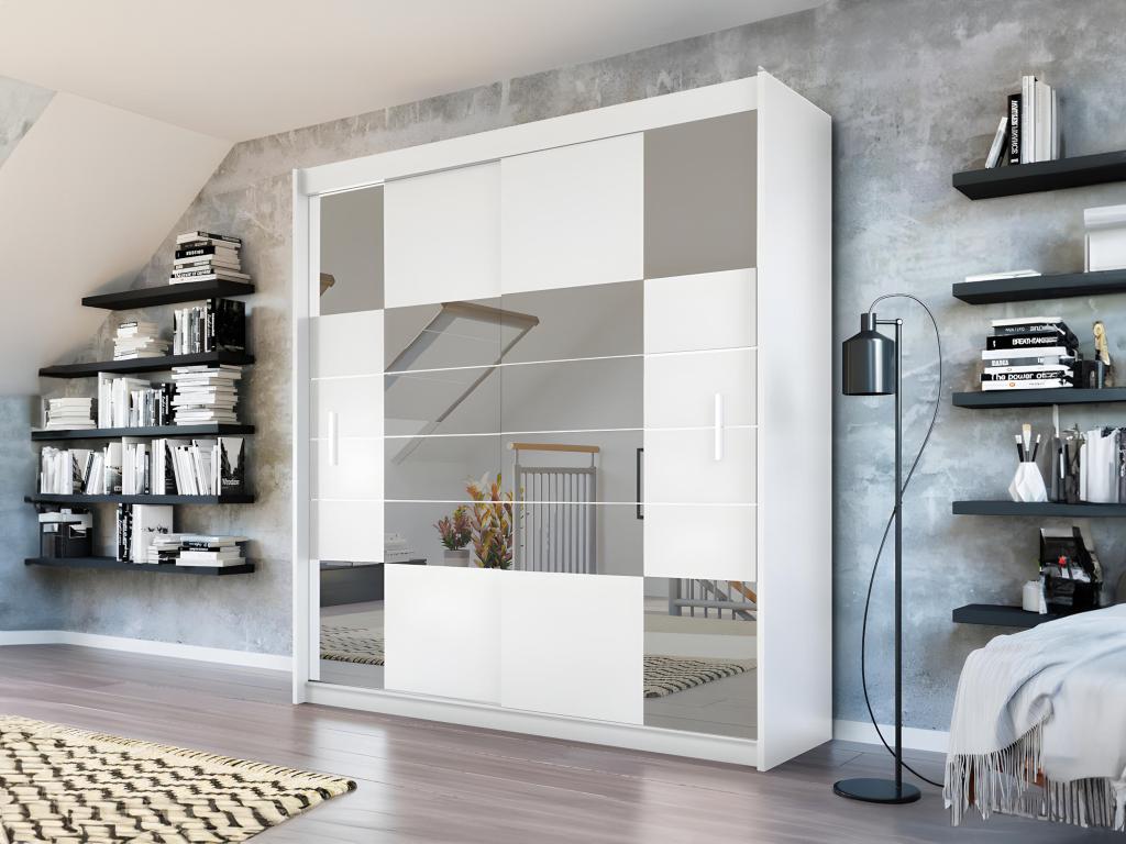 Armario 2 puertas correderas - Con espejo - 203 cm - Tucasago - ROVINJA