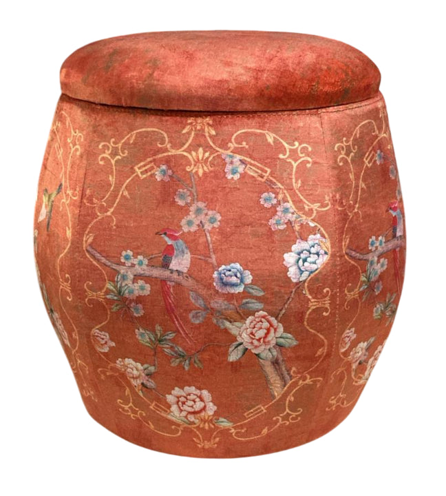 Fine Asianliving Velours Poef met Opbergruimte Rond