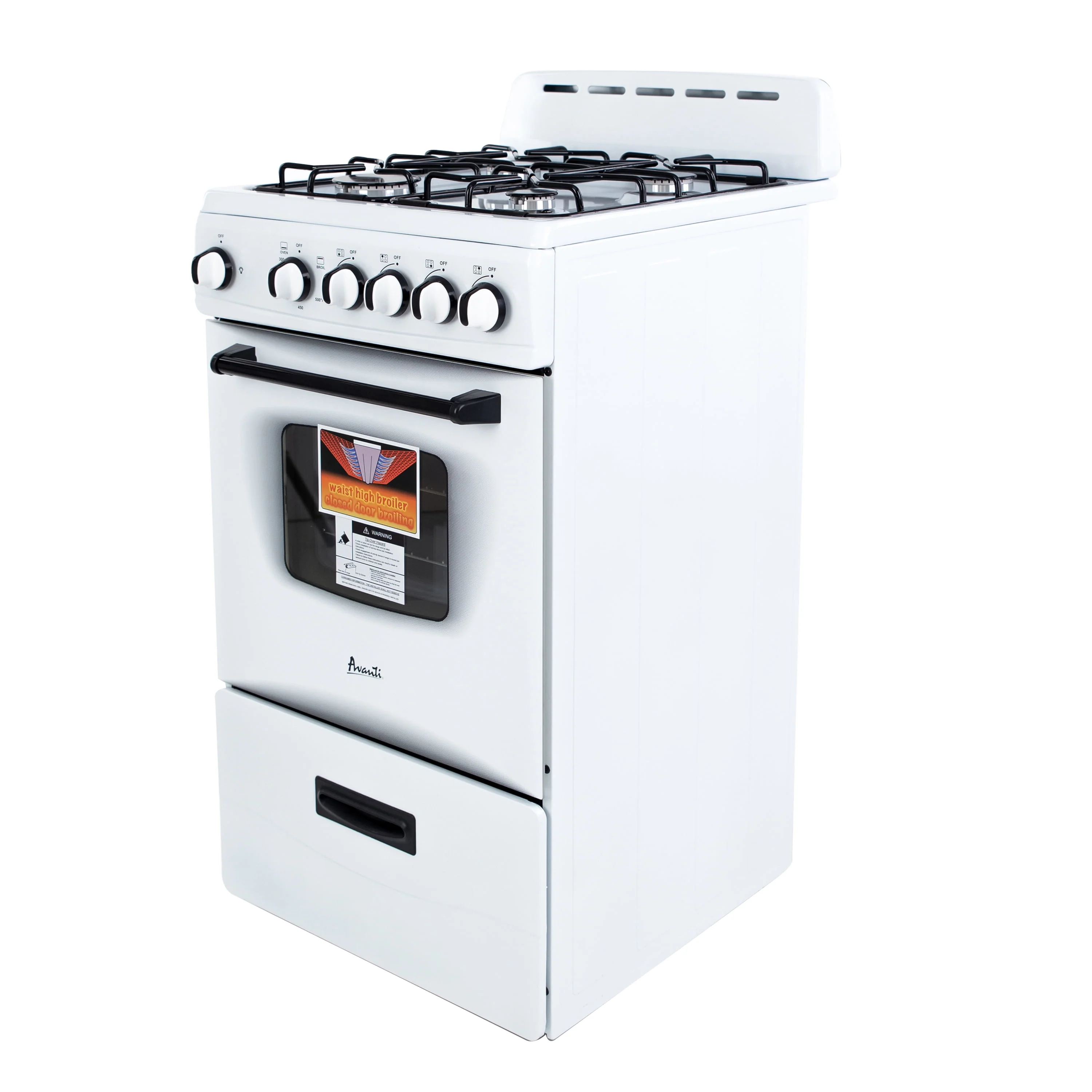 Avanti 20" Compact Gas Range Oven, in White (GR2011CW) - Image 7