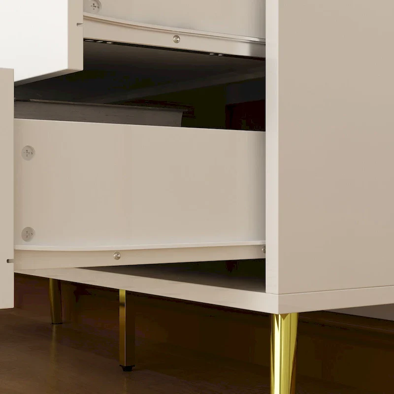 Elegant 6-Drawer Double Dresser with Gold Accents for Stylish Bedroom Storage