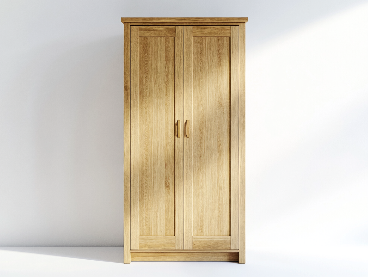 Armario Alto de Madera con 2 Puertas para Dormitorio o Recibidor en Roble Natural OC6146442