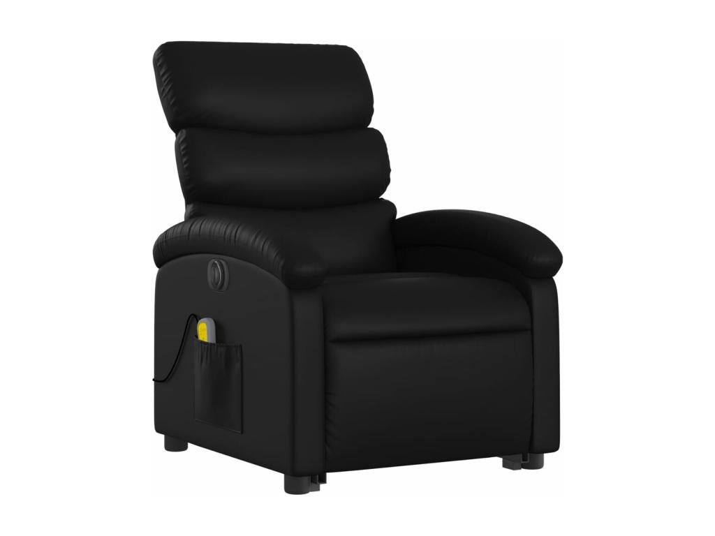 Sillón de masaje elevable eléctrico cuero sintético negro