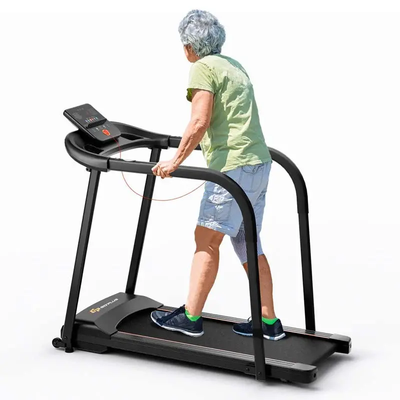 Senior-Friendly Walking Treadmill With Extended Handrails, 2.5 HP, 300 Lb Capacity, Black - Image 2 Senior-Friendly Walking Treadmill With Extended Handrails, 2.5 HP, 300 Lb Capacity, Black - Image 2