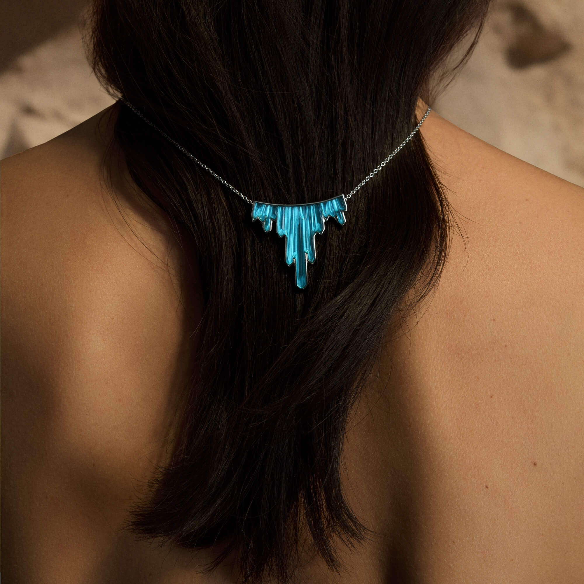 COLLIER TERRAMINERAL 3 CRISTAUX - CRISTAL BLEU PERSÉPOLIS, ARGENT