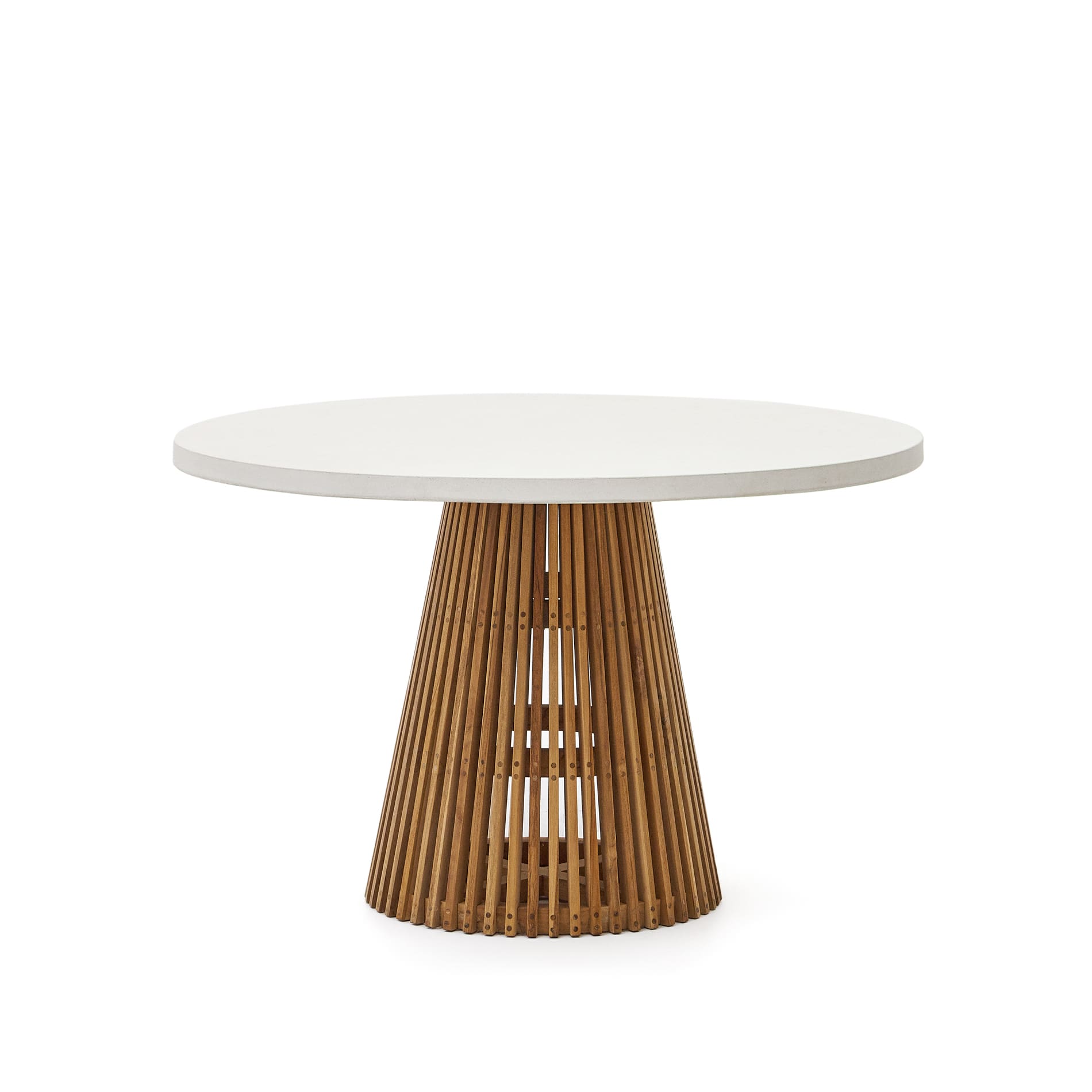 Kave Home - Ronde tuintafel Alcaufar van massief teakhout en wit