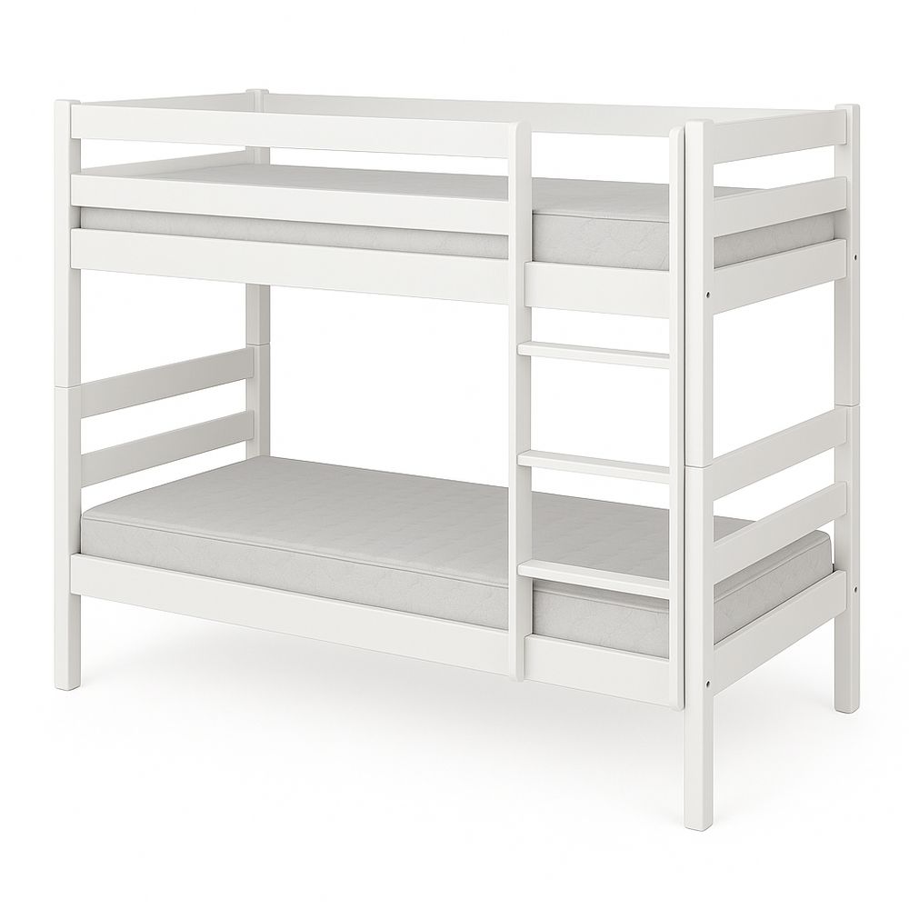 Cama literas blanca de madera,escritorio compacto,diseño moderno,estructura robusta,para habitaciones infantiles,tamaño económico