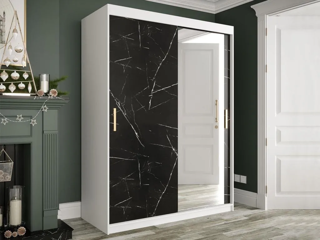 Armario Micasacool 260 Mate blanco | Mármol negro 200x150x62cm Número de estantes - 5.00