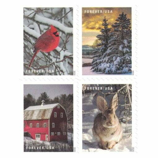 2020 Winter Scenes Forever Stamps - First-Class Postage Booklet(25 Booklets of (500 Pcs))