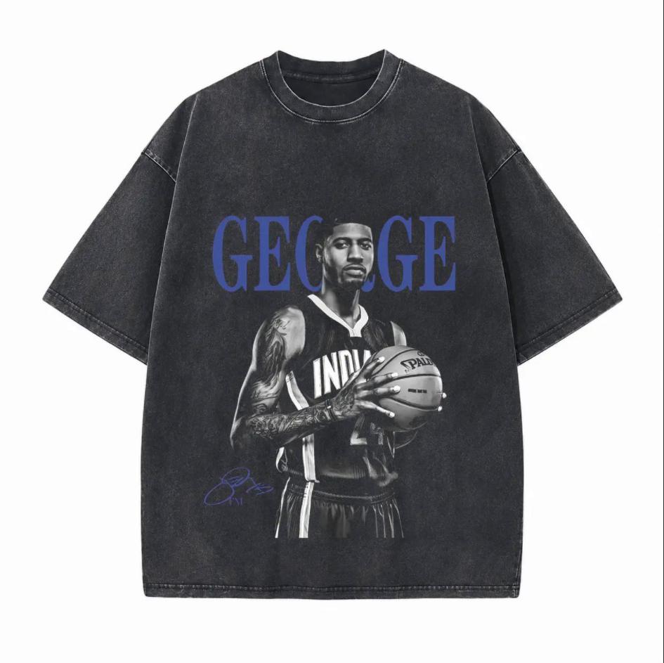 Retro Basketball Legend Graphic Printed Unisex Washed T-Shirt