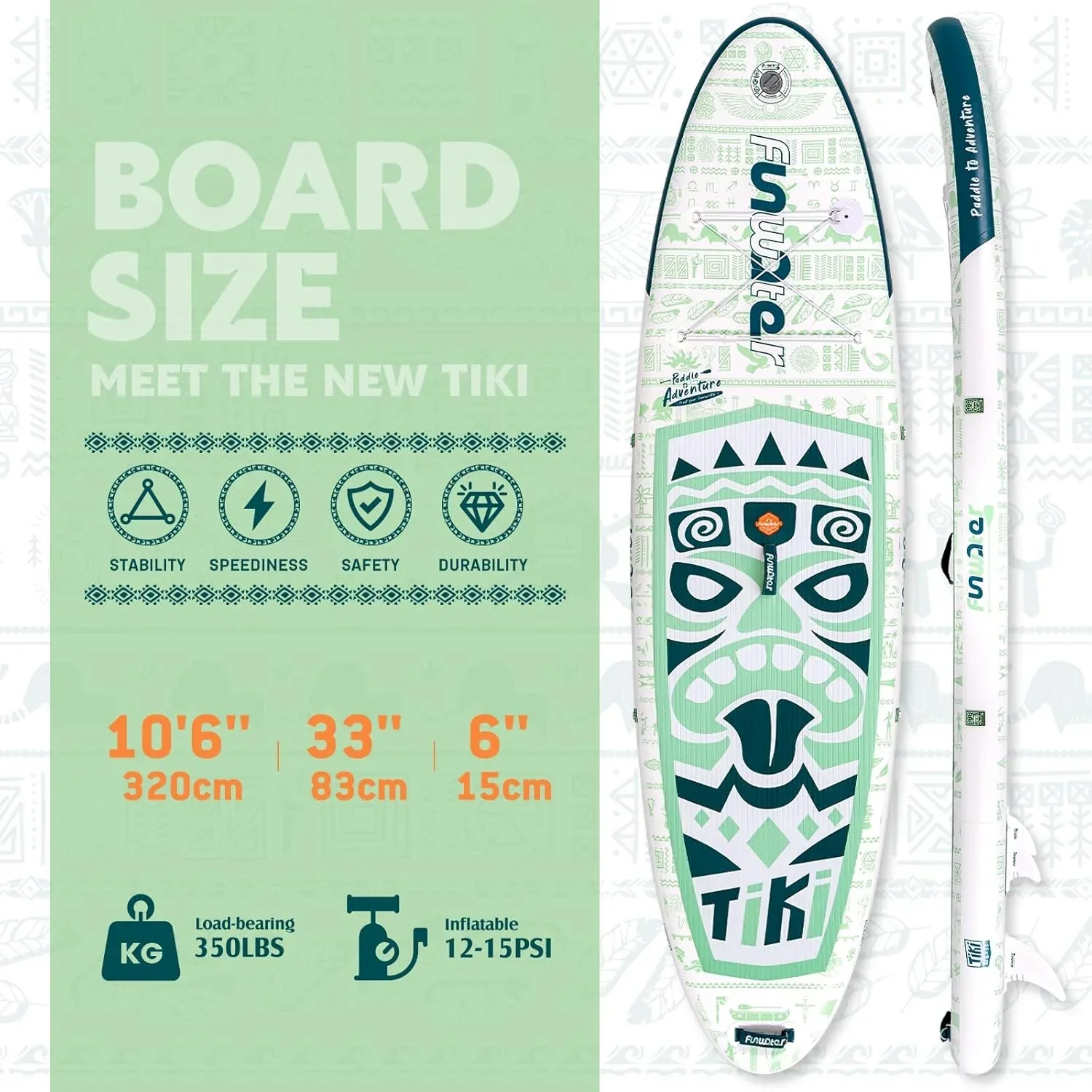 FunWater Inflatable Stand Up Paddle Board, 11 ft x 32 in x 6 in - SUP Paddle Accessories - Image 59 FunWater Inflatable Stand Up Paddle Board, 11 ft x 32 in x 6 in - SUP Paddle Accessories - Image 59