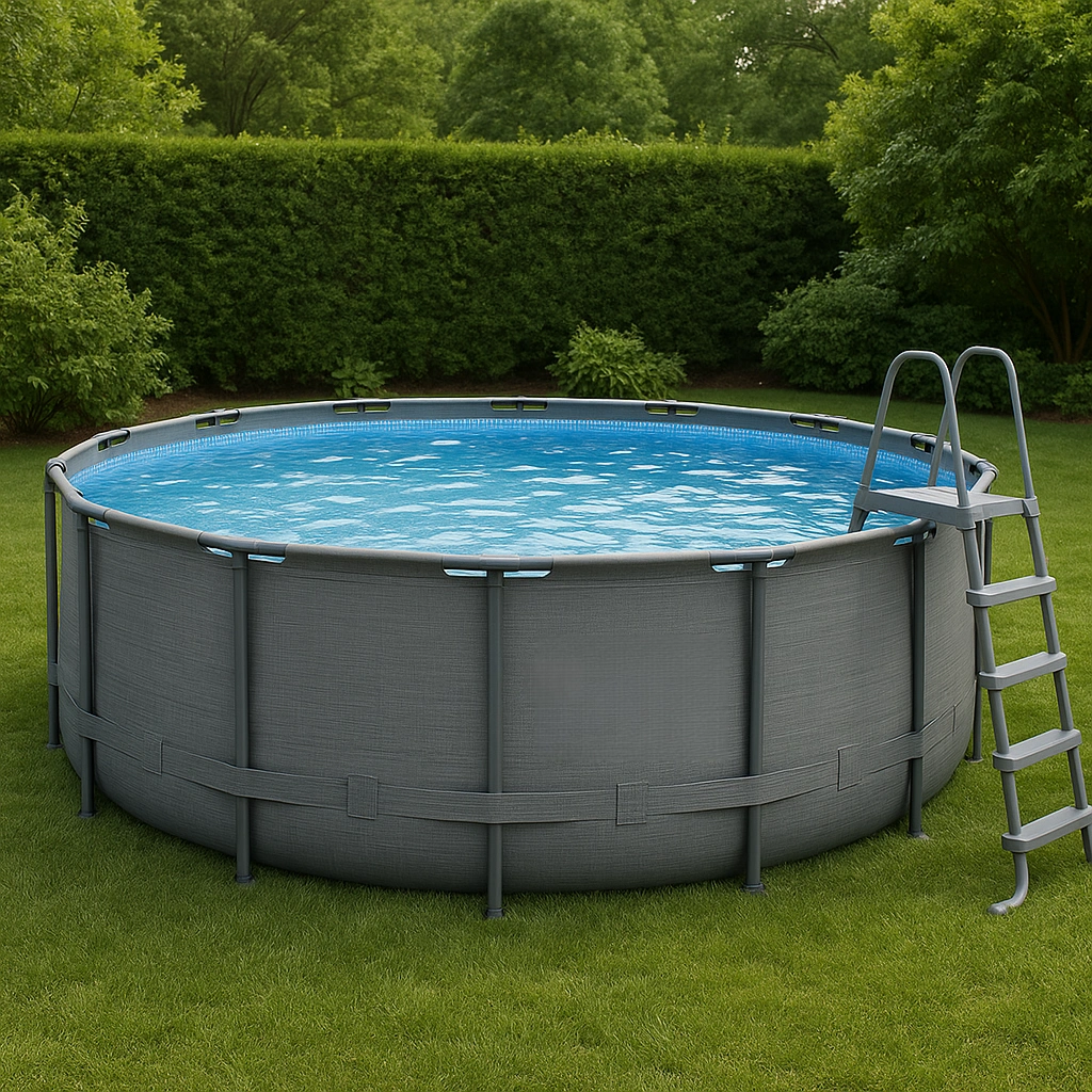Piscina elevada piscina redonda gris PVC para jardín 460x460x120 cm