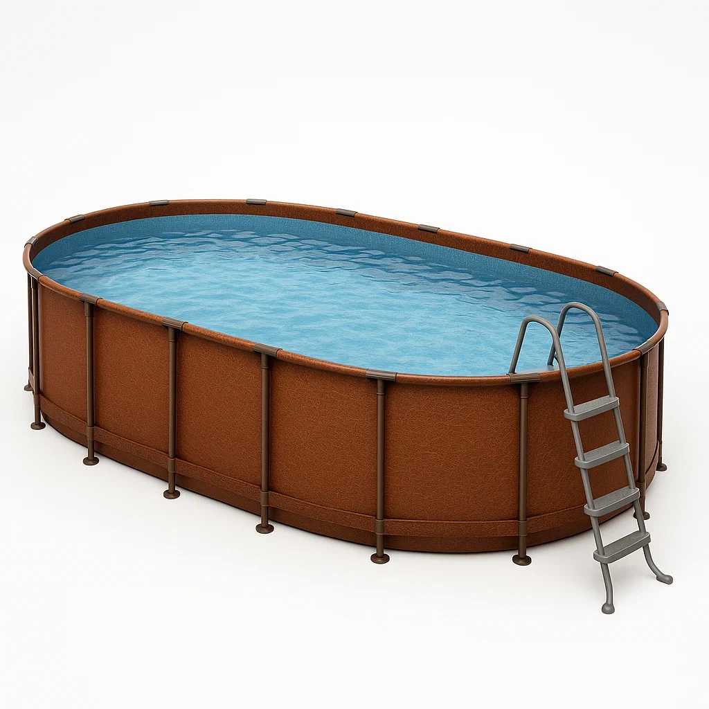 Piscina tubular ovalada desmontable acero 418x243x98 cm color marrón/azul ZLYBIbo136xr
