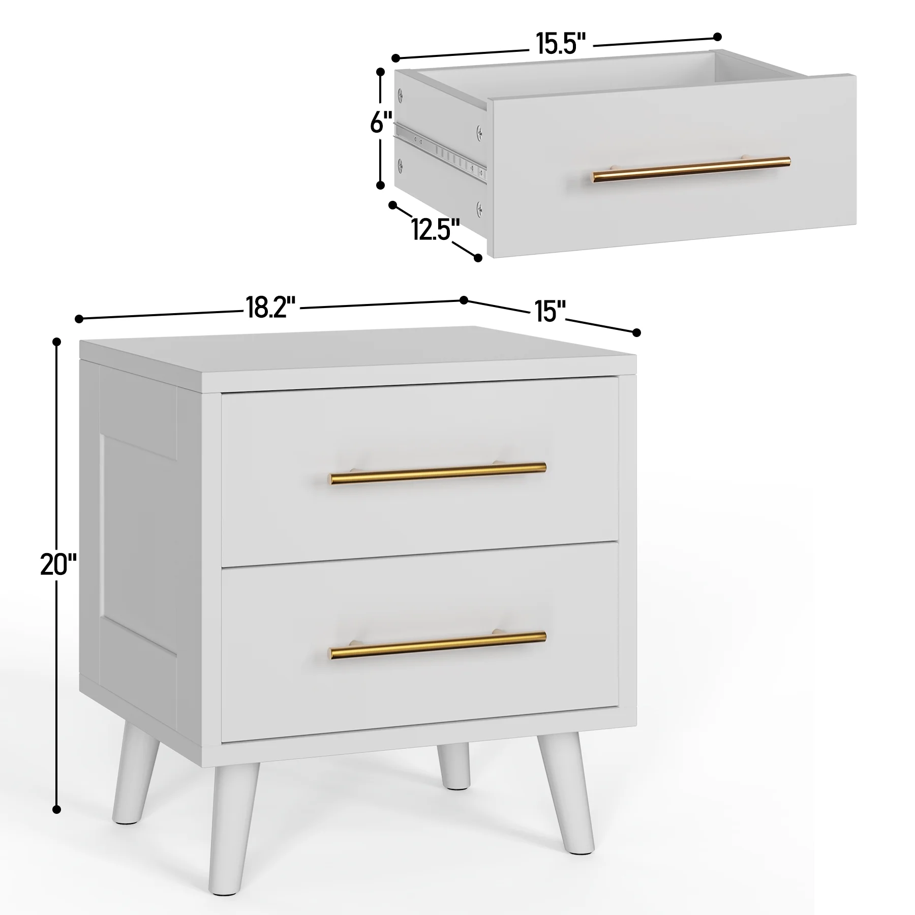 Bedroom Furniture Set - Includes Queen Bed Frame, Nightstands Set of 2, 5 - Drawer Dresser & Double Wide 6 - Drawer Dresser - Modern Storage Solution for Stylish Home Decor, Black
