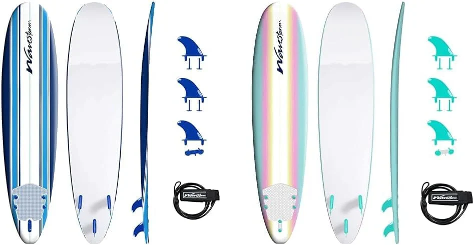 8ft Soft Top Foam Surfboard, EPS Core, 3 Stringers, Wax-Free Longboard, 200lb Capacity - Image 10 8ft Soft Top Foam Surfboard, EPS Core, 3 Stringers, Wax-Free Longboard, 200lb Capacity - Image 10