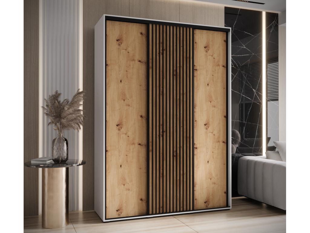 ARMARIO SAPPORO 1 DE PUERTAS CORREDERAS 205,2/170/60 3 puertas (blanco/artisan)