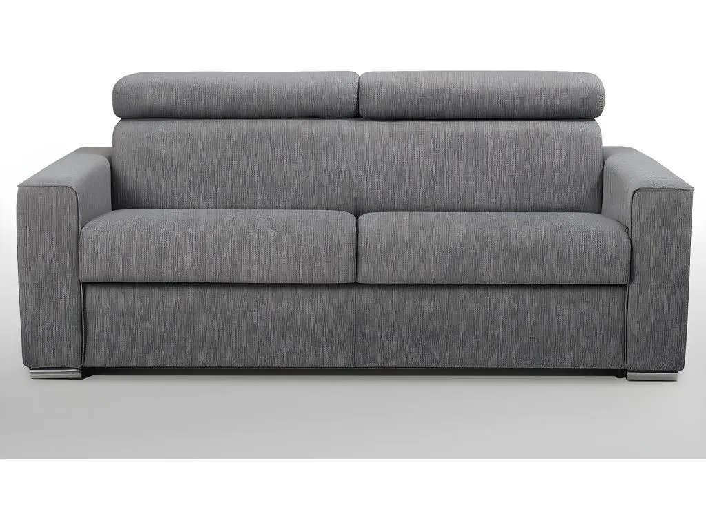 Sofá cama de 3 plazas de tela de apertura rápida Decocasaes - Gris - Cama de 140 cm - Colchón de 18 cm con memoria de forma svxf30591