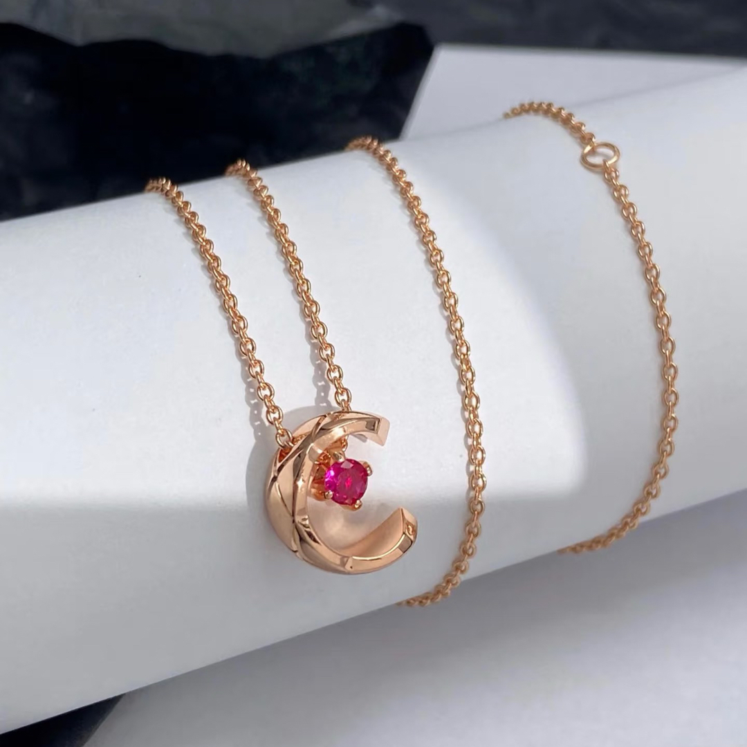 Chanel Coco Crush Rose Gold Moon Star Red Diamond Necklace - Original Replica Club